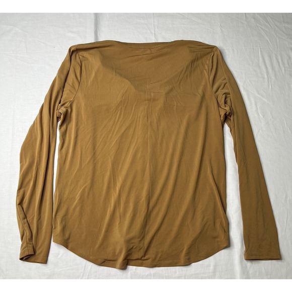 Carmen Marc Valvo Women Button Up Shirt Large Casual Long Sleeve Pockets Mustard - Picture 9 of 10